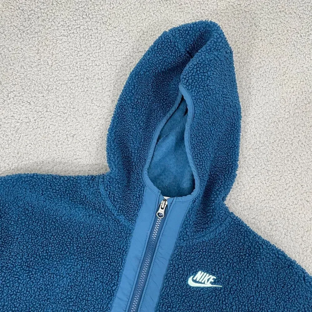 Nike Sportswear Club Winterized Sherpa‎ Fleece Youth L Blue Full Zip